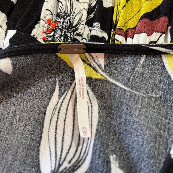 Free People Bella Floral Mini Tunic Dress Size Xsmall Boho Flare Sleeves - Picture 8 of 13